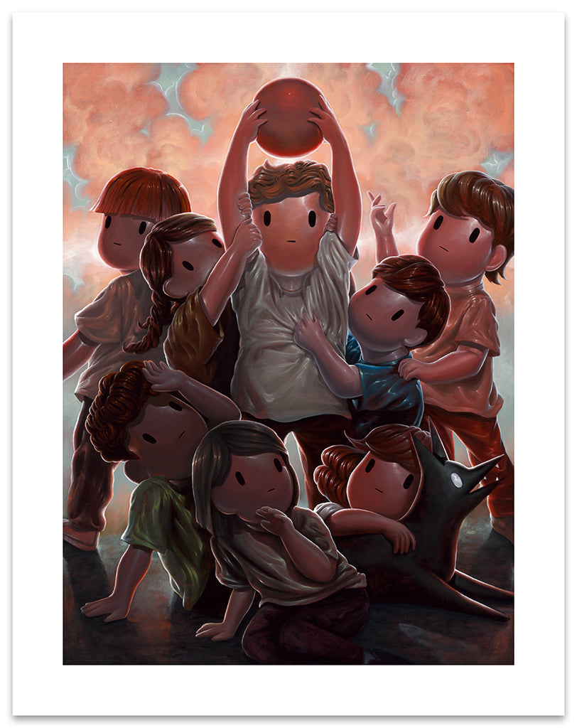 Giorgiko print of a group of children playing dodgeball
