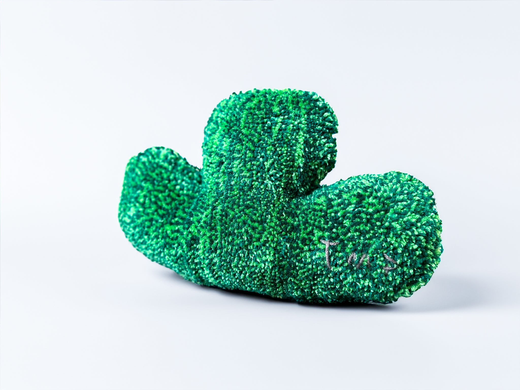 Soft sculpture of a green leaf 