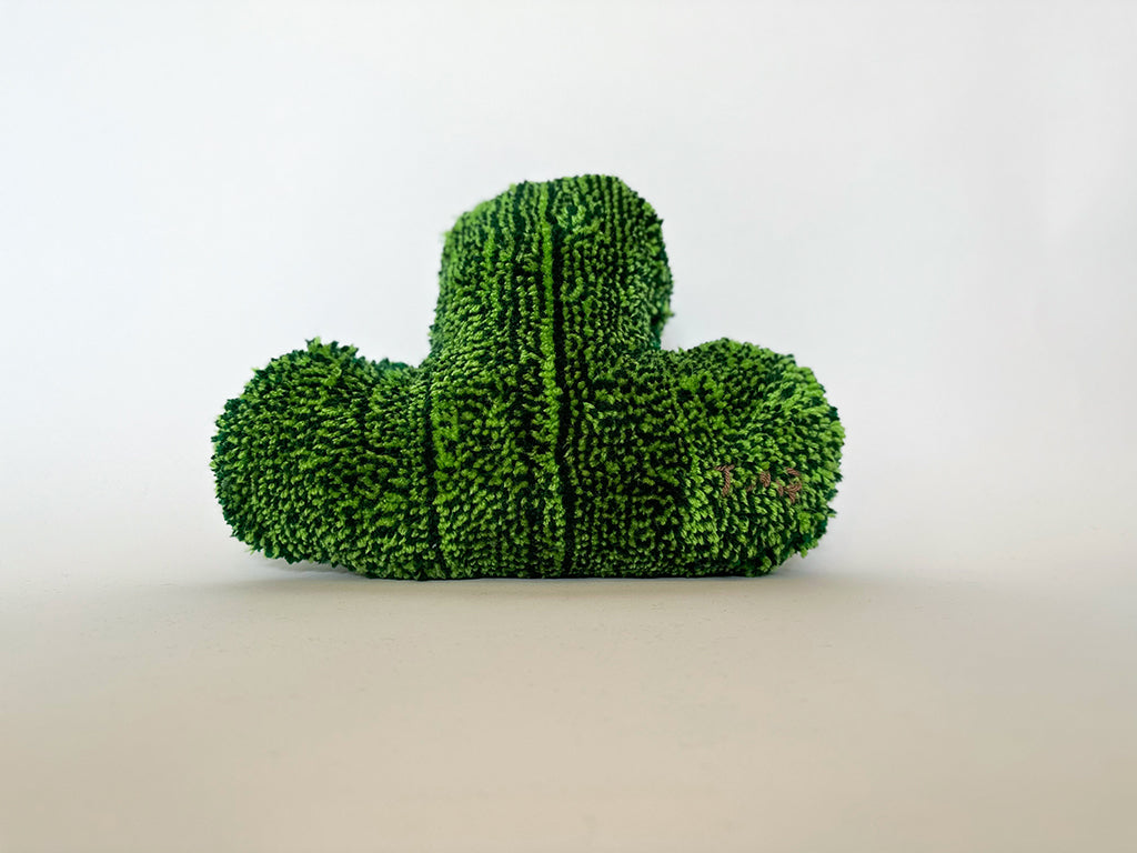 Soft sculpture of a green leaf 